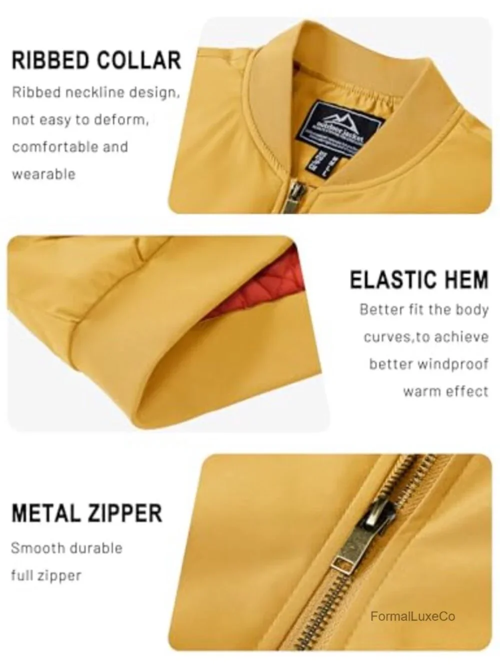 Men's Full Zip Bomber Jacket Windbreaker Padded Coat with Zipper Pockets